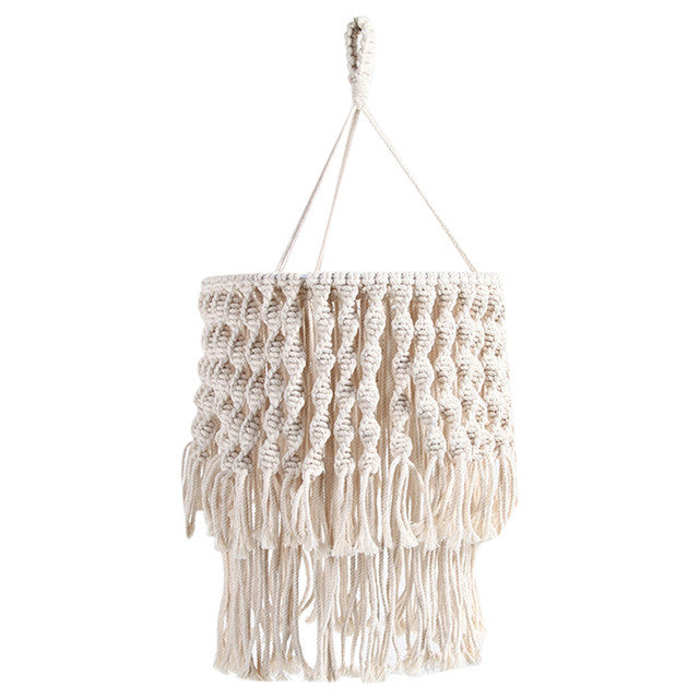 Hand-Knitted Macramé Lampshade for Boho Chic Lighting
