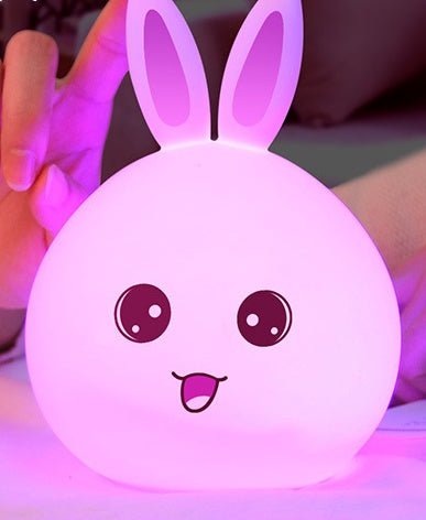 Cute Rabbit LED Night Light – Soft Silicone Touch Lamp (USB Rechargeable)