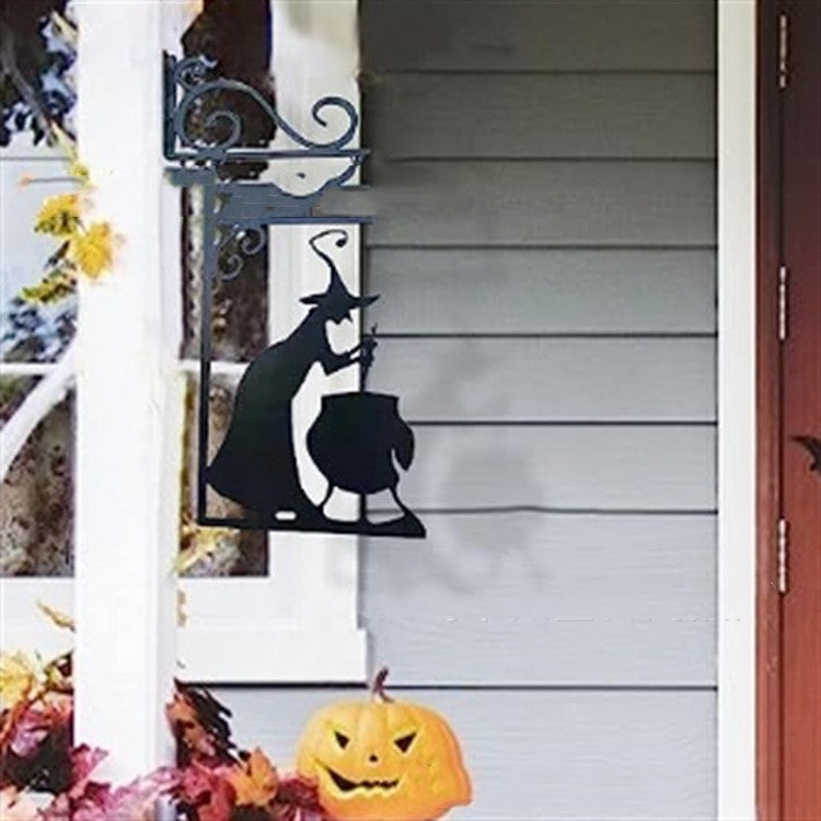 Spooky Halloween Outdoor Metal Decorations – Black Cat Witch Ghost Yard Stakes