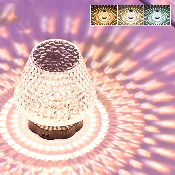Luxury Touch Control Crystal Lamp – USB Dimmable LED Bedside Light for Home Decor