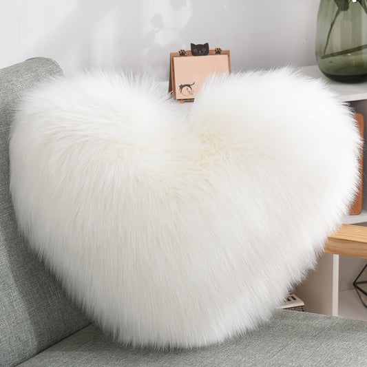 Cuddle-Perfect Fluffy Heart Throw Pillow Cover