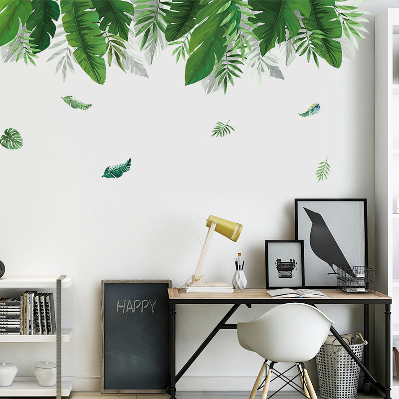 Peel-and-Stick Green Plant Wall Sticker – Nordic Minimalist Home Decoration