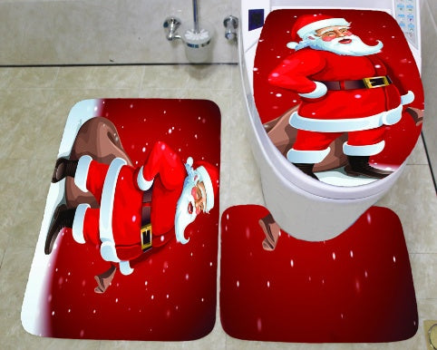 Christmas Bathroom Set – Cute Santa Curtain and Seat Cover