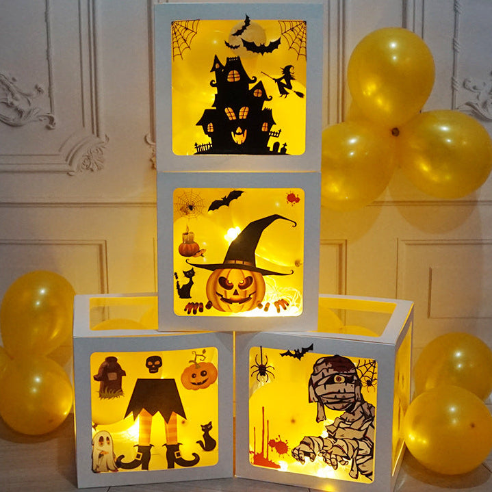 Halloween Balloon Box Set – Transparent Decor Boxes with Ghost & Pumpkin for Party Display