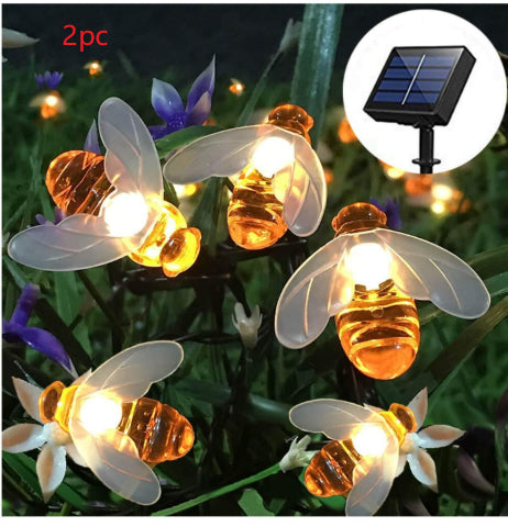Solar Powered Christmas Bee Lights – 20 LED Outdoor Garden Fairy String Lights