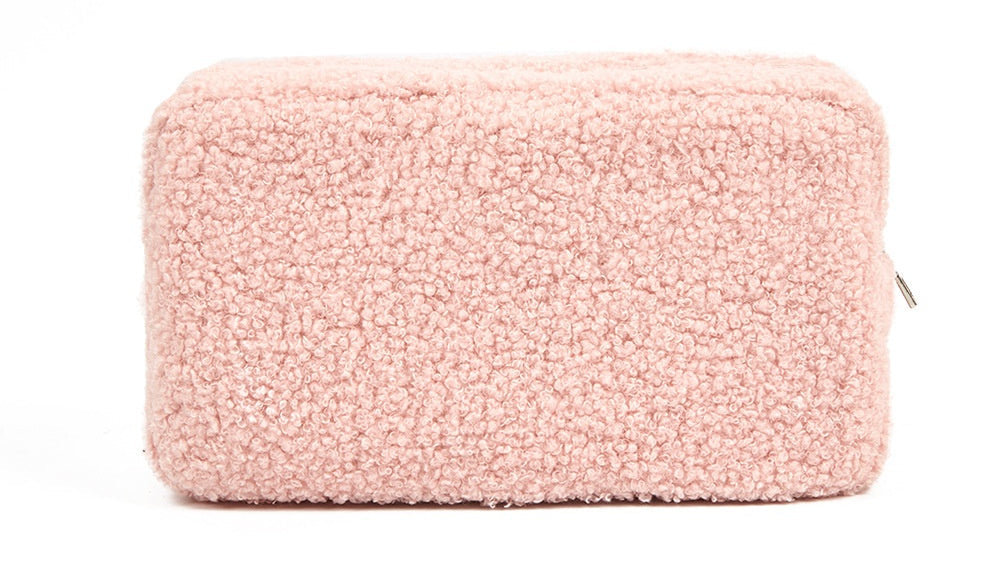 Autumn Winter Solid Color Velvet Bag – Portable Skincare & Cosmetic Organizer