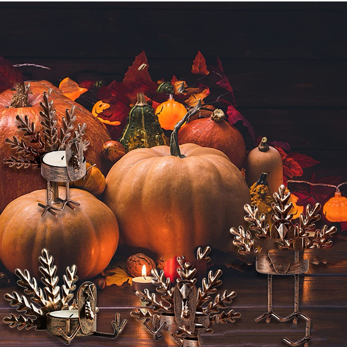 Vintage Metal Turkey Candlestick – Thanksgiving Table Decor