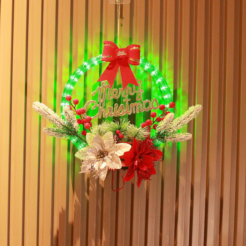 Holiday Christmas Door Decor Garland – 30CM LED Luminous Hanging Entryway Decoration