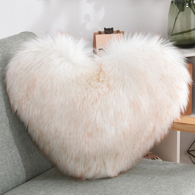 Cuddle-Perfect Fluffy Heart Throw Pillow Cover
