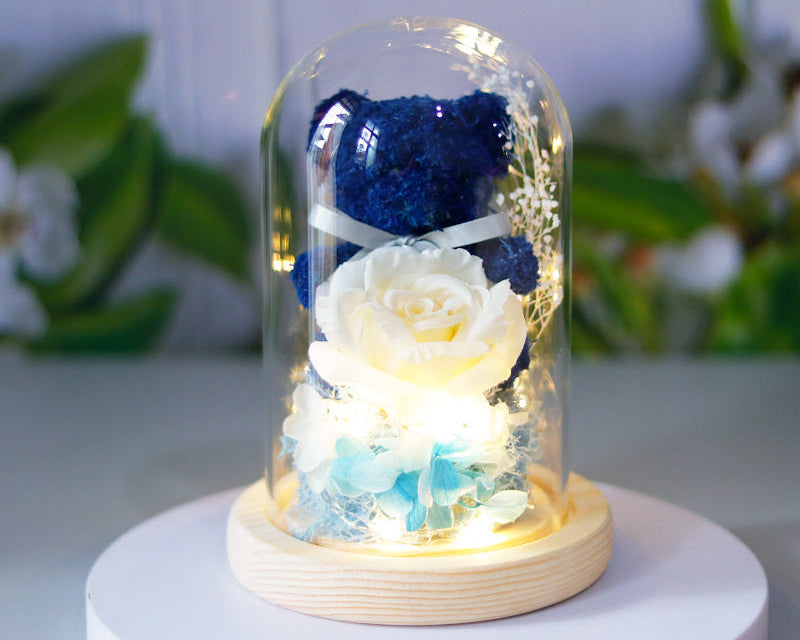 Eternal Rose Teddy Bear Gift Box – Romantic Valentine’s Day Gift for Girlfriend & Women