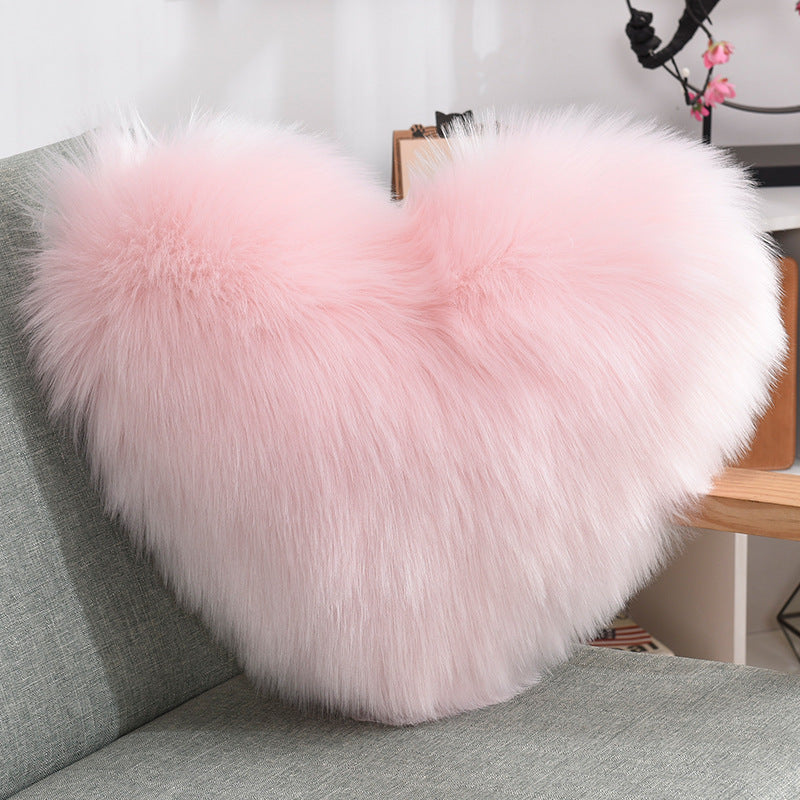 Cuddle-Perfect Fluffy Heart Throw Pillow Cover
