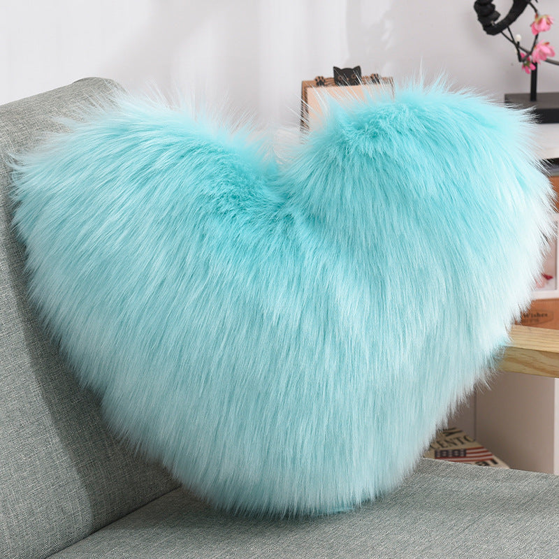 Cuddle-Perfect Fluffy Heart Throw Pillow Cover