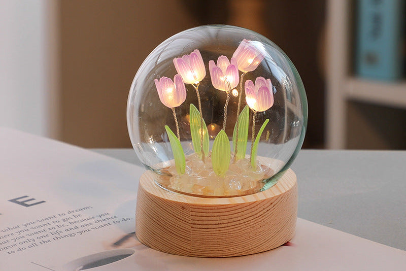 Cute Tulip LED Lamp – Night Light for Bedroom & Desk Decor