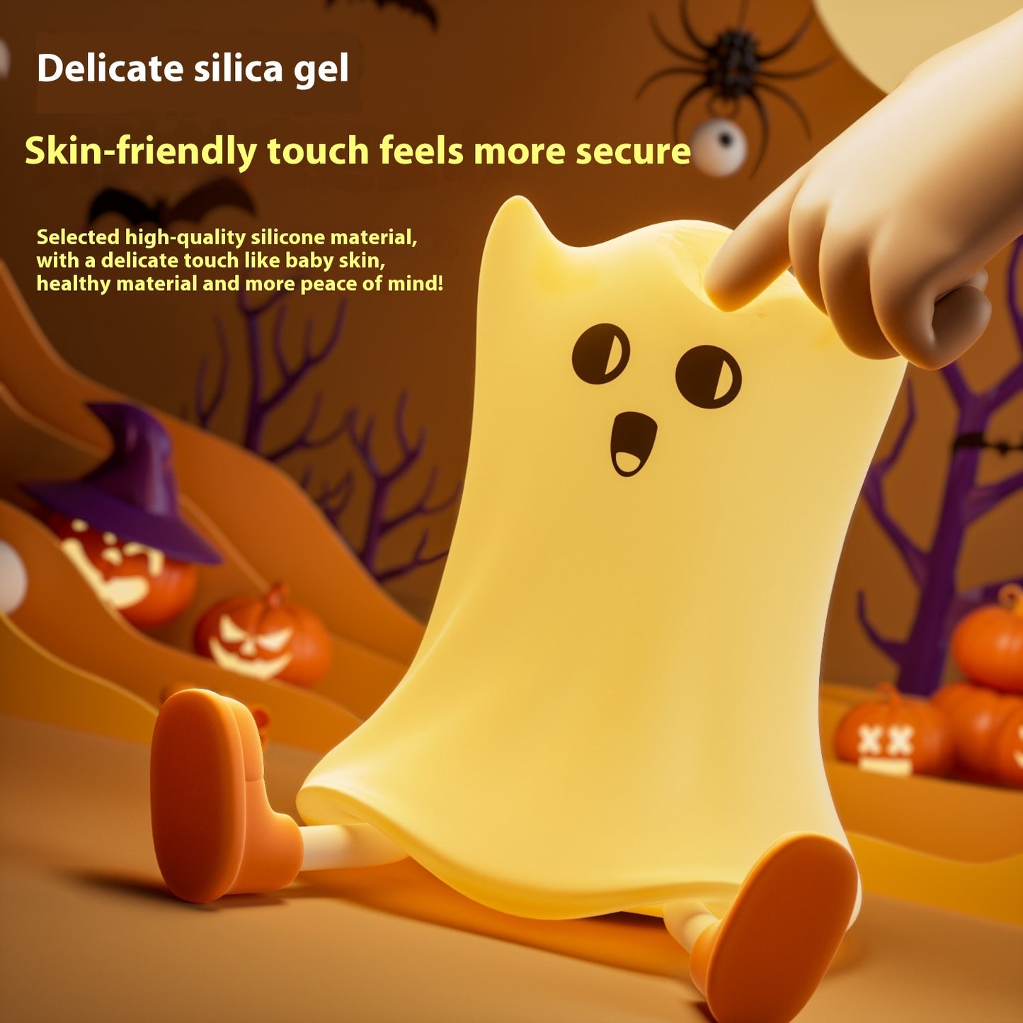 Halloween LED Ghost Lamp – Soft Silicone Night Light for Kids Room & Party Decor