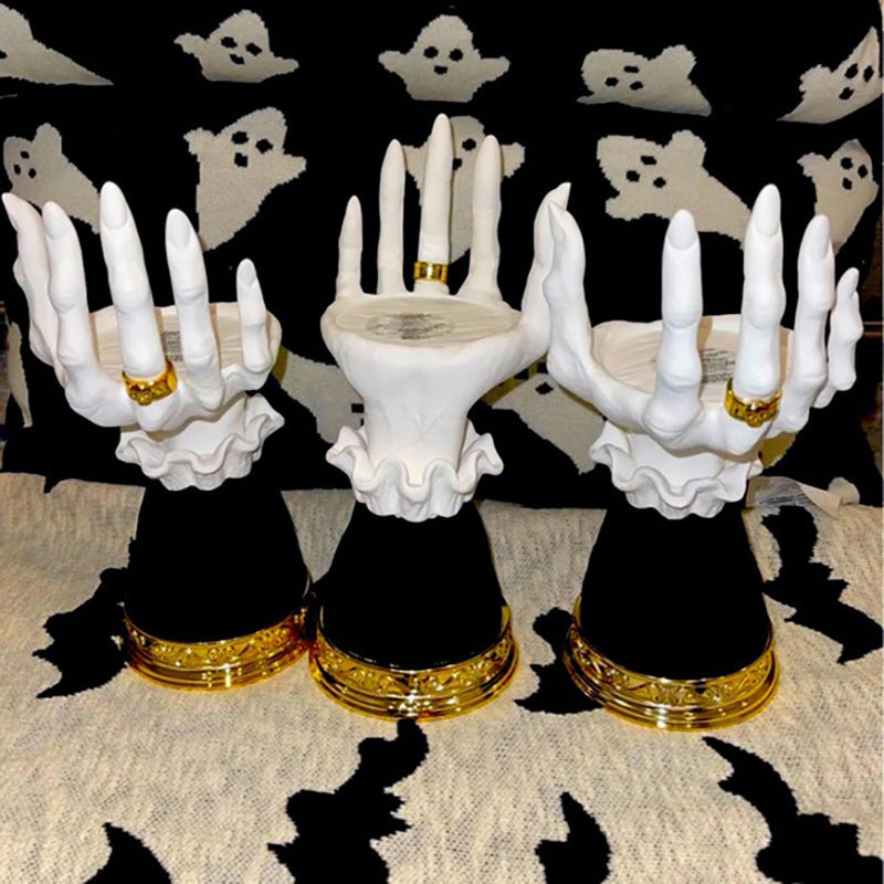 Witch Hand Palm Candle Holder – Gothic Halloween Decor, Unique Table Centerpiece