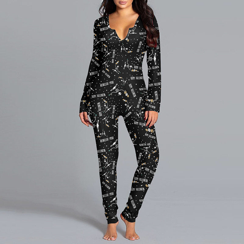Halloween Lounge Jumpsuit – Comfy Pajamas for Festive Nights