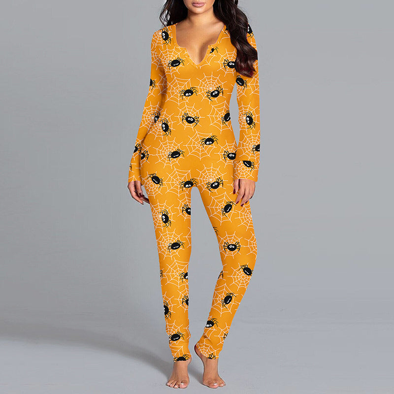 Halloween Lounge Jumpsuit – Comfy Pajamas for Festive Nights