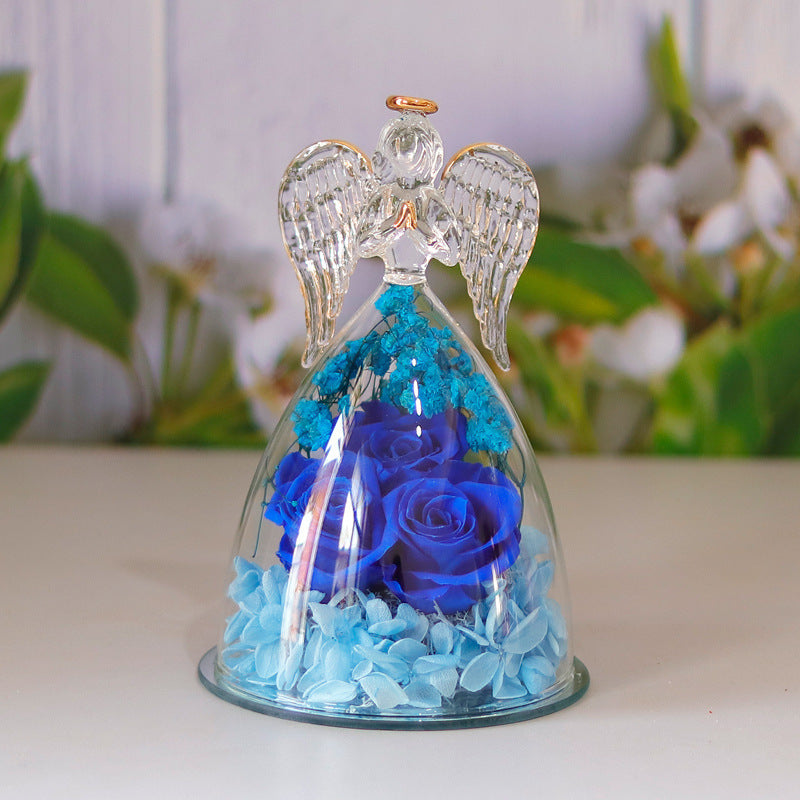 Eternal Rose in Angel Glass Dome for Lasting Love