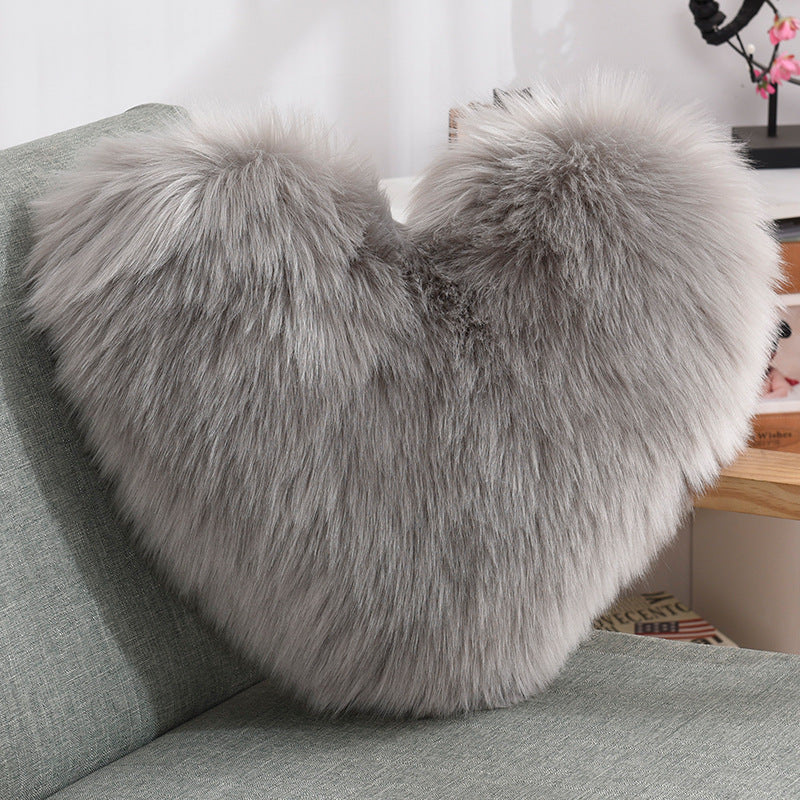 Cuddle-Perfect Fluffy Heart Throw Pillow Cover