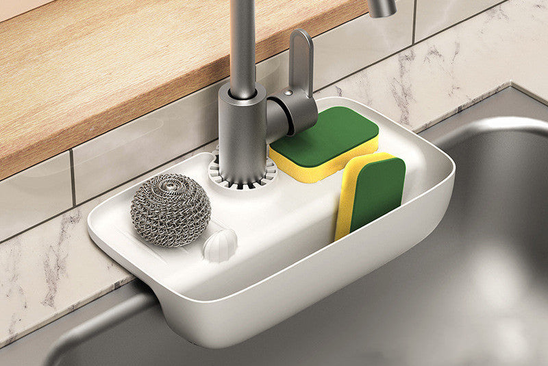 Kitchen Sponge Holder Rack – Anti Skid Drain Organizer for Sink Essentials