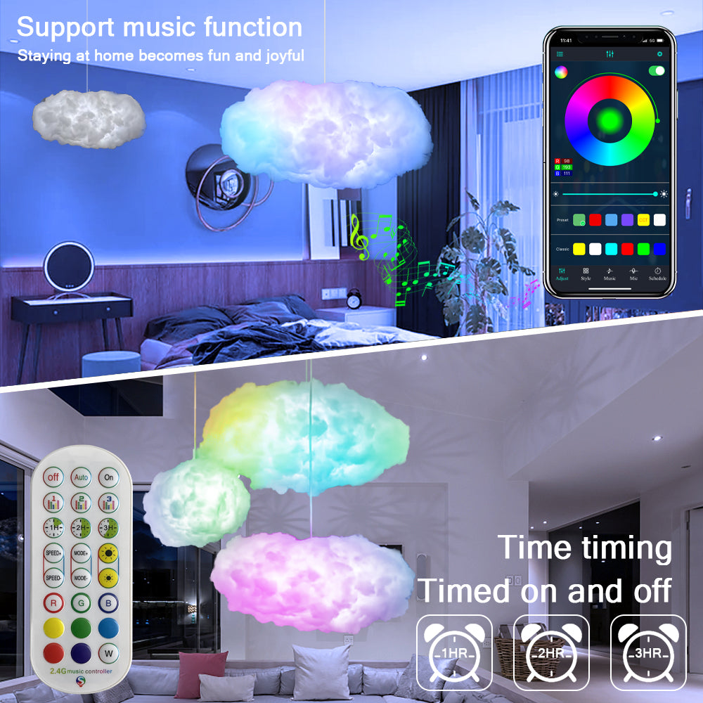 Smart USB Cloud Ceiling Light RGBIC LED – App Control Music Sync Gaming Room Aesthetic Lighting