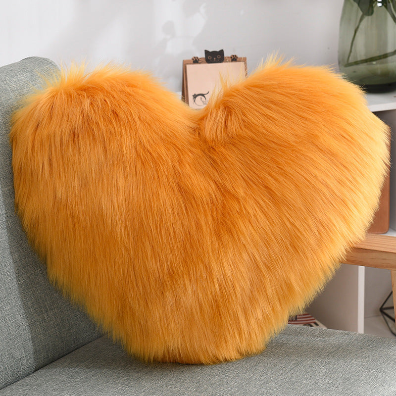 Cuddle-Perfect Fluffy Heart Throw Pillow Cover