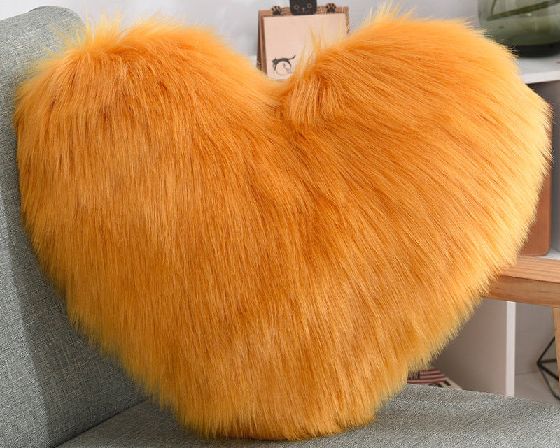 Cuddle-Perfect Fluffy Heart Throw Pillow Cover