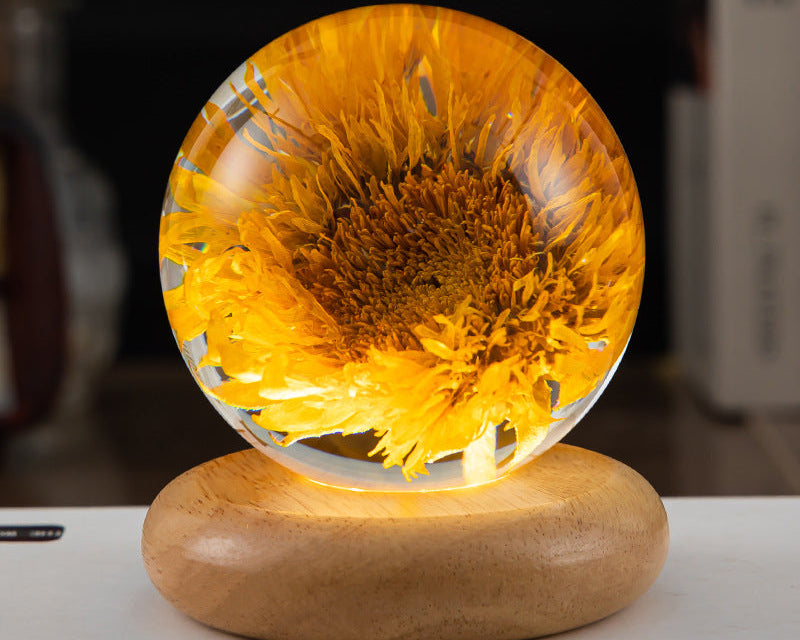 Crystal Ball Flower Night Lamp – LED Ambient Light for Bedroom