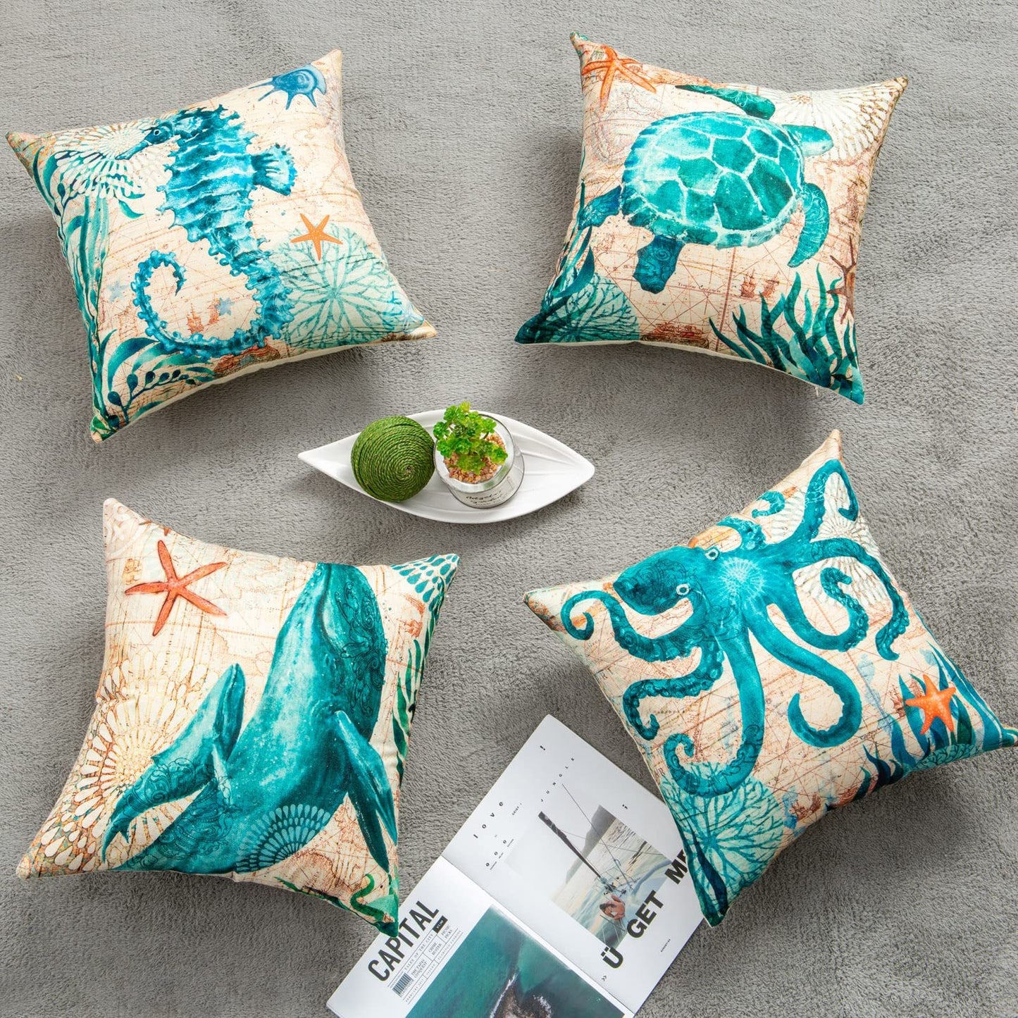 Ocean-Inspired Turtle Pillow Cases for Relaxing Spaces