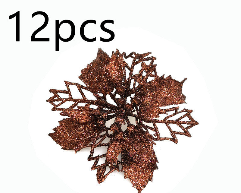 Christmas Glitter Fake Flowers – Festive Tree Decorations for Home & Party Setup