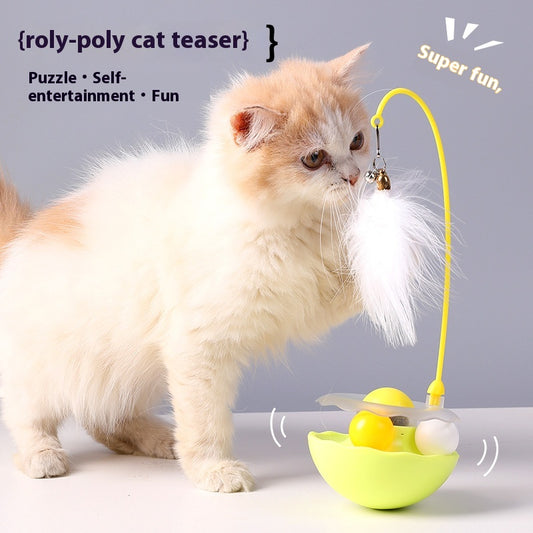 Smart Cat Toy – Interactive Tumbler with Feather Wand & Treat Ball