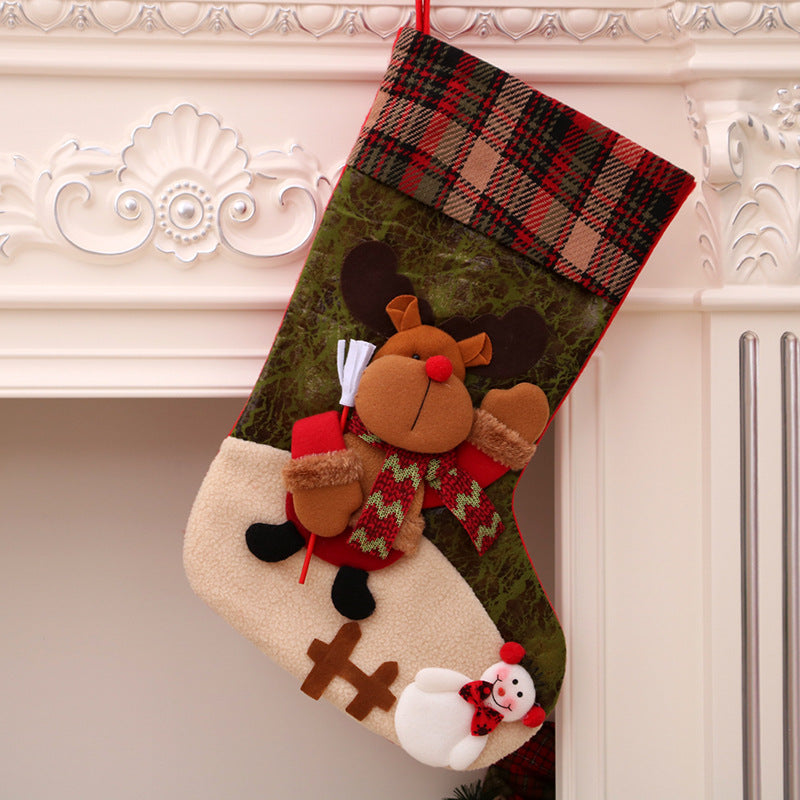 Santa Christmas Socks Hanging Bag – Festive Tree Ornament Gift Storage