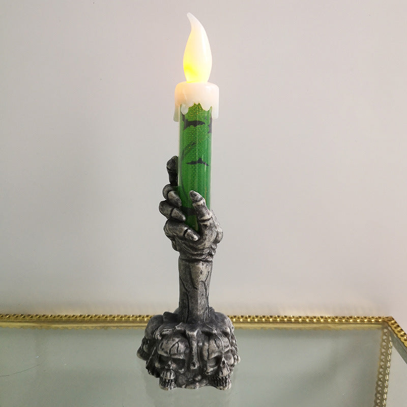 Halloween Skeleton Ghost Candle Holder – Spooky Home Decor LED Light Prop