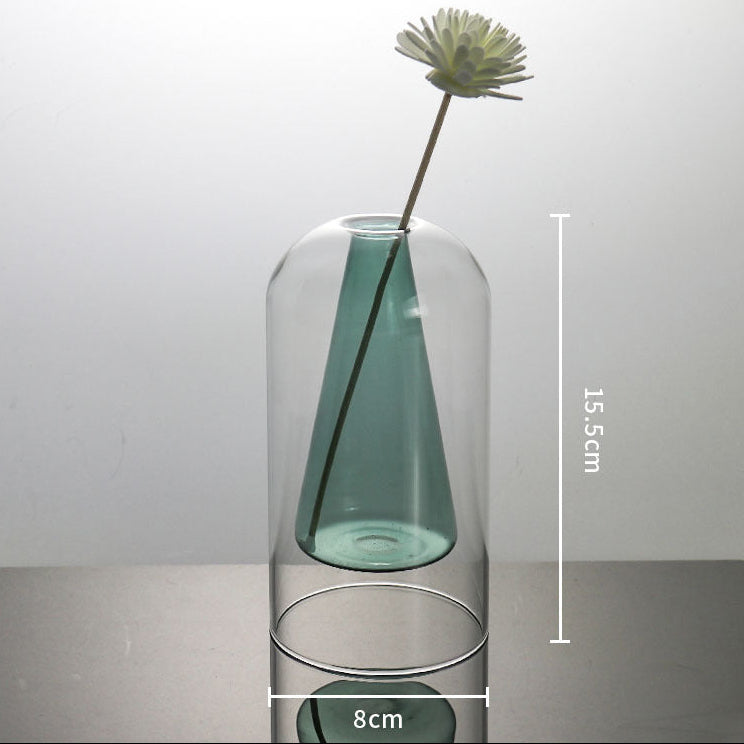 Stylish Glass Vase Decor – Double Wall Hydroponic Flower Pot for Elegant Home Styling