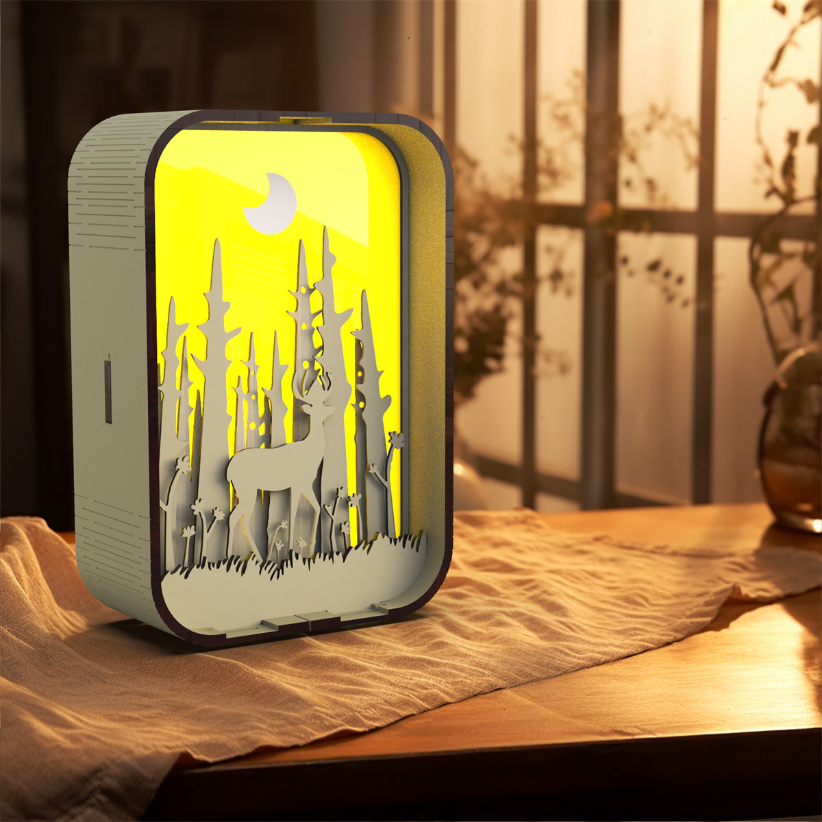 Wood Carving Bedside Night Light – Minimalist LED Table Lamp for Bedroom & Home Decor