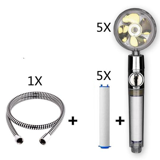 Strong Pressure Shower Head – Turbo Propeller Water Saving Handheld Spray