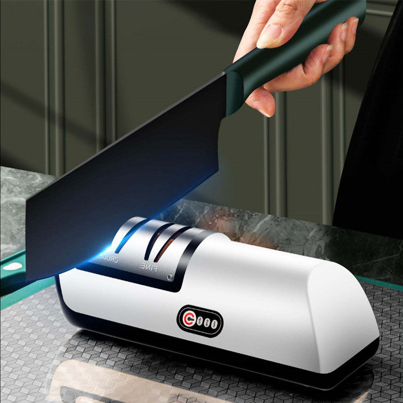 Smart Electric Knife Sharpener USB Rechargeable Kitchen Tool – Quick Automatic Blade Sharpening System
