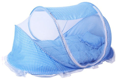 Foldable Infant Baby Bed – Breathable Mosquito Net with Soft Pillow Set