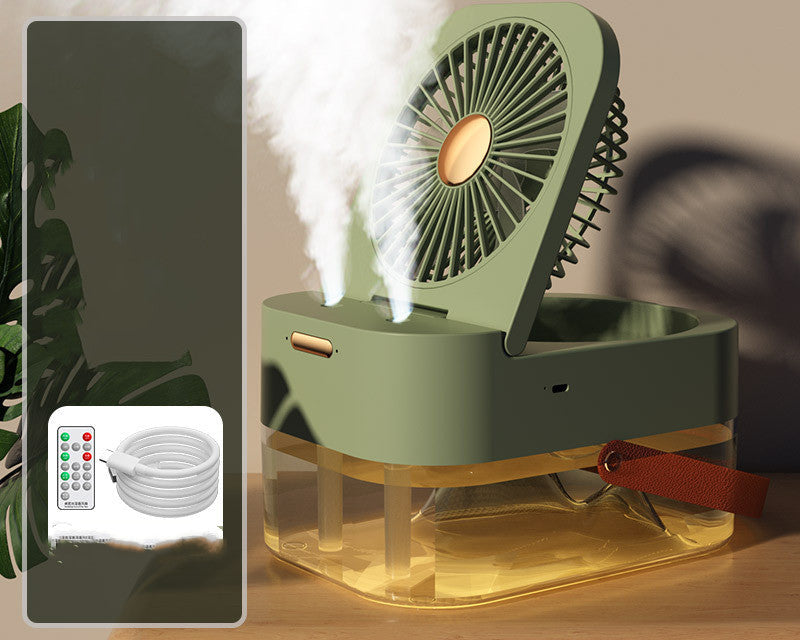 USB Air Cooler & Humidifier – Mini Portable Fan with Night Light