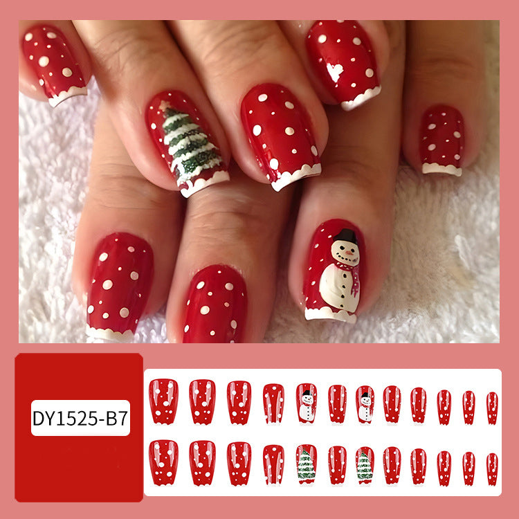 Luxury Christmas Press On Nails 24 pcs Set – Festive Snowflake Fake Nails