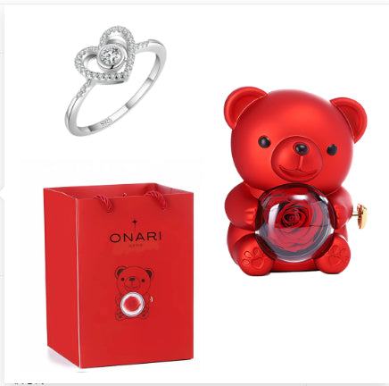 Eternal Flower Teddy Bear Jewelry Box – Romantic Gift for Girlfriend & Wife