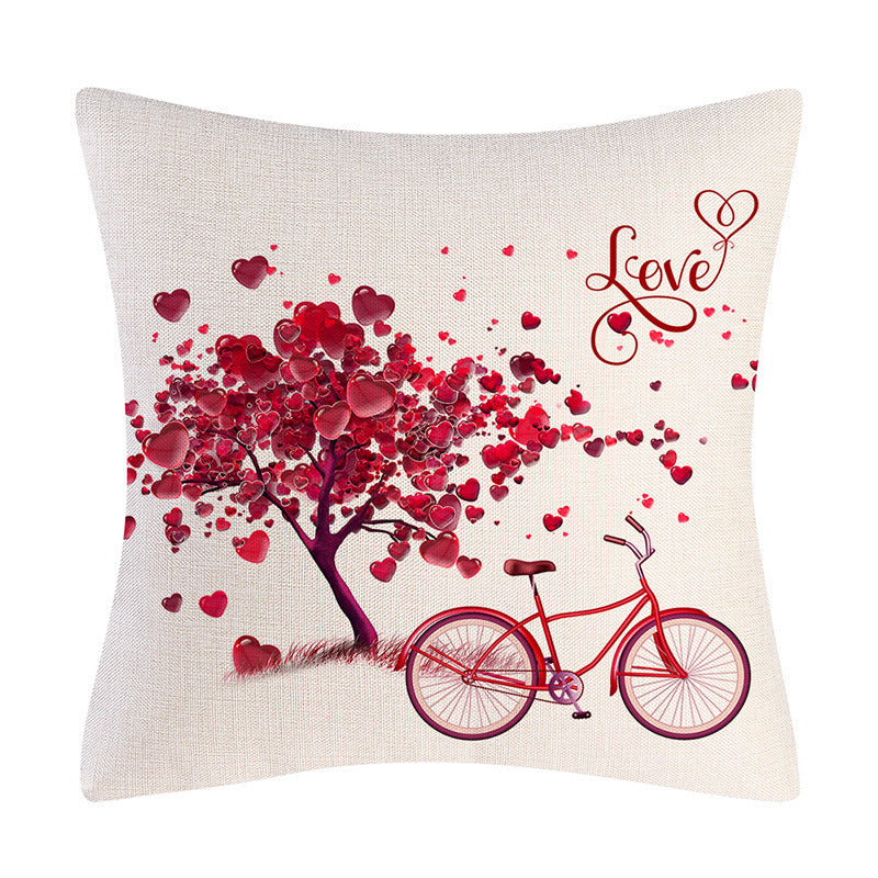Valentine’s Day Linen Pillowcase – Romantic Holiday Decorative Throw Pillow Cover
