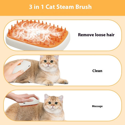 Electric Pet Steam Brush with Spray – USB Rechargeable