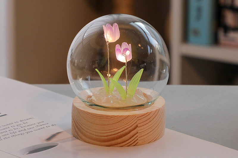 Cute Tulip LED Lamp – Night Light for Bedroom & Desk Decor