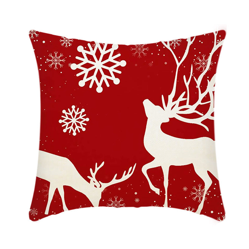 Christmas Decorative Cushion Cover Elk Santa Claus | Festive Sofa Pillow Xmas Home Decor