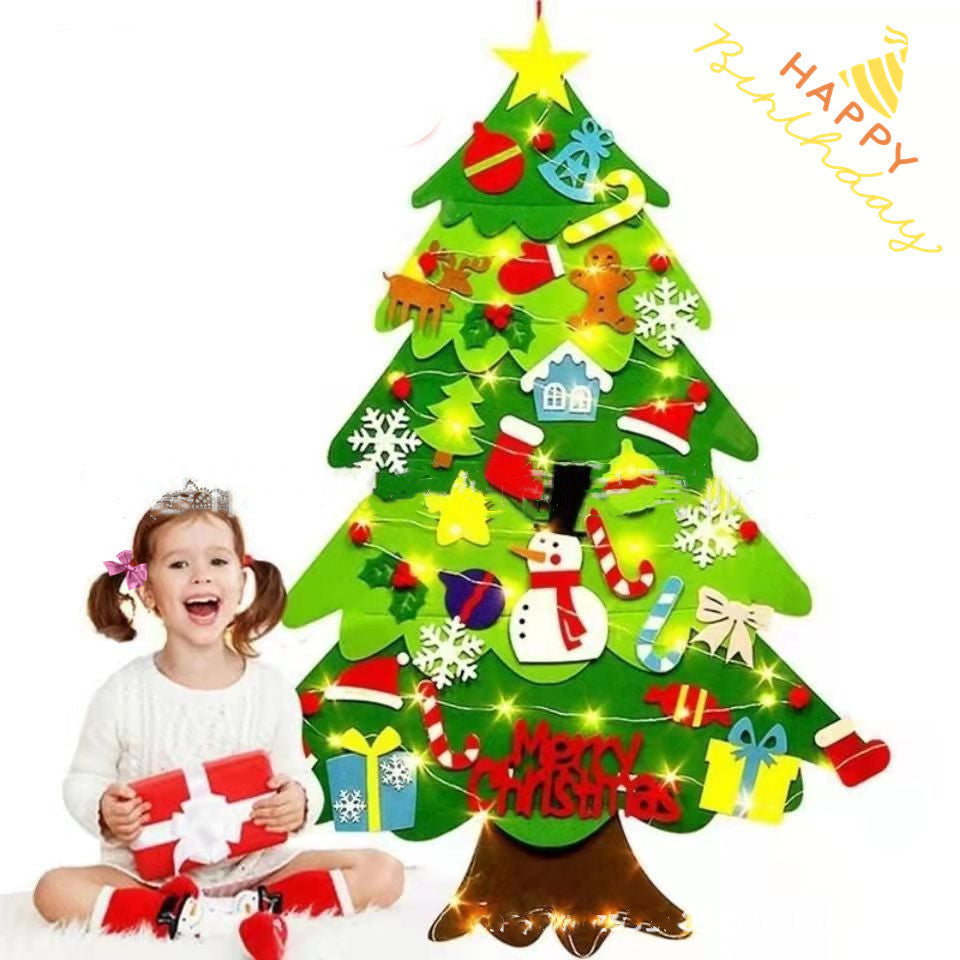 Christmas Felt Tree Decoration Set – DIY Reusable Wall Decor for Kids Holiday Activity
