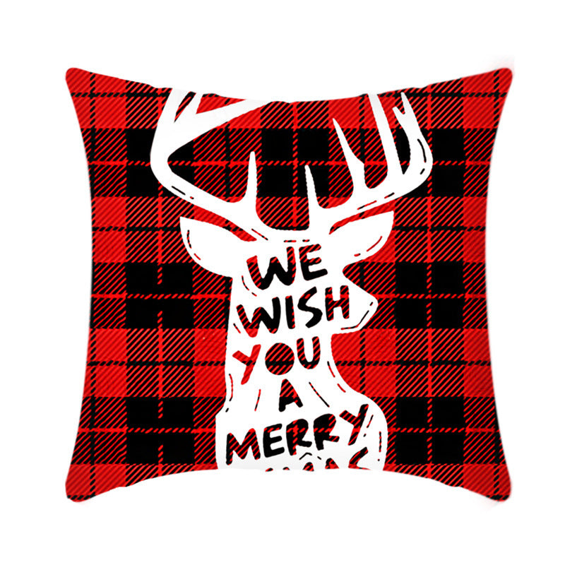 Christmas Decorative Cushion Cover Elk Santa Claus | Festive Sofa Pillow Xmas Home Decor