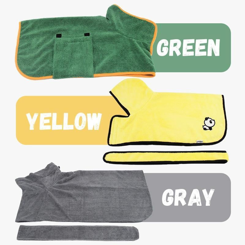Pet Bath Drying Robe Wrap – Microfiber Absorbent Dog & Cat Towel Coat