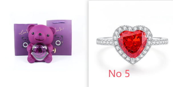 Eternal Flower Teddy Bear Jewelry Box – Romantic Gift for Girlfriend & Wife