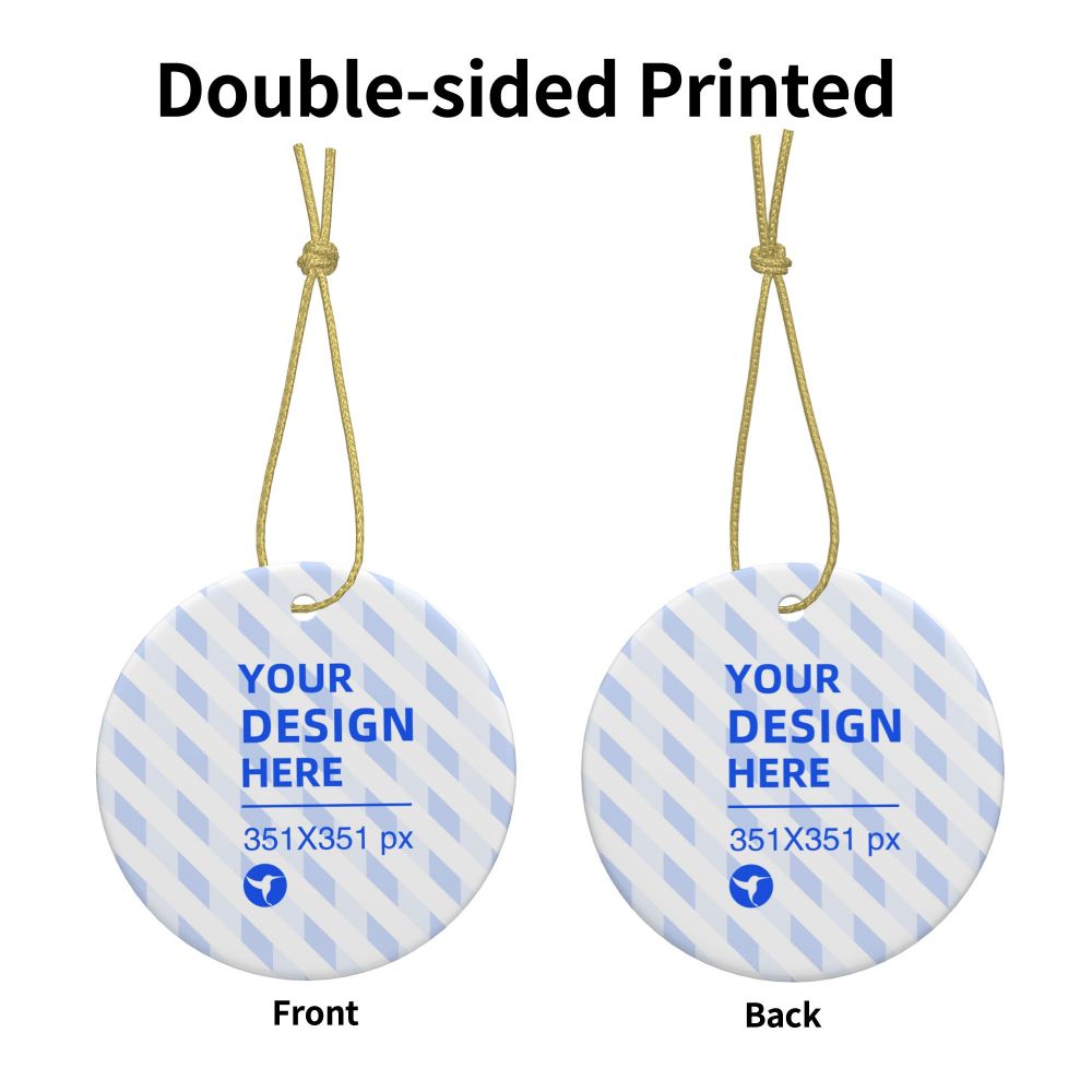 Holiday Christmas Ceramic Round Ornament | Home Decor Hanging Tree Decoration Piece